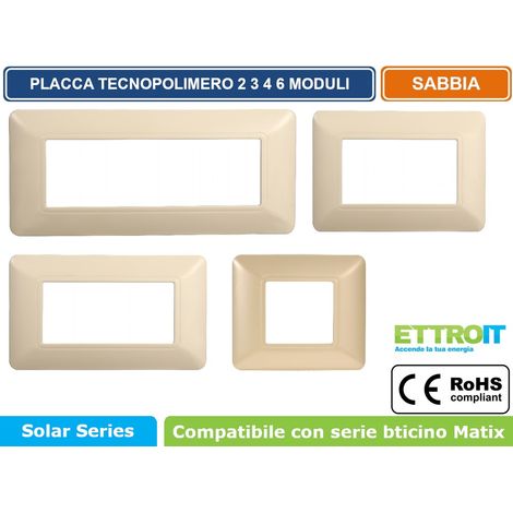 Placca compatibile Bticino Matix 4 moduli plastica colore sabbia (1/5)