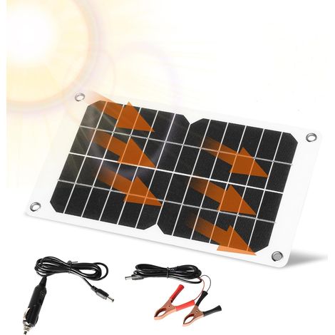 Mini Panneau Solaire 12V 20W Chargeur de Batterie Solaire avec Pinces Crocodiles, Panneau Solaire Portable pour Voitures, énergie Solaire et Projets Scientifiques (1/5)