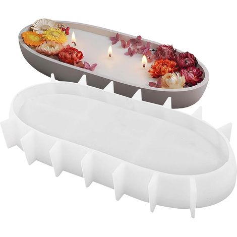 Moule en silicone pour bougeoir ovale - Petits moules à couler - Bougies - Plâtre - Béton - Bougies - Plateau - Pot de fleurs - Résine époxy - Moule en silicone - Petit moule de bateau pour béton (1/5)
