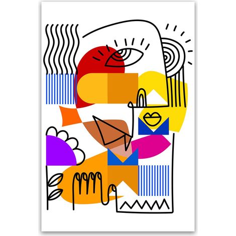 Tableau visage abstrait géométrique moderne