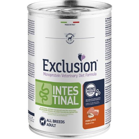 Exclusion DOG INTESTINAL ALL BREEDS ADULT PORK & RICE - LATTINA 200 G