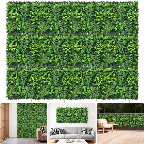 Panneaux muraux verts artificiels réalistes – Feuillage multi-couches, système modulaire, maison, bureau, jardin, événement, entretien facile – Lot de 12, 50x50cm (1/5)