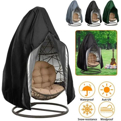 Housse de protection anti-poussière pour balancelle de jardin suspendue, noire