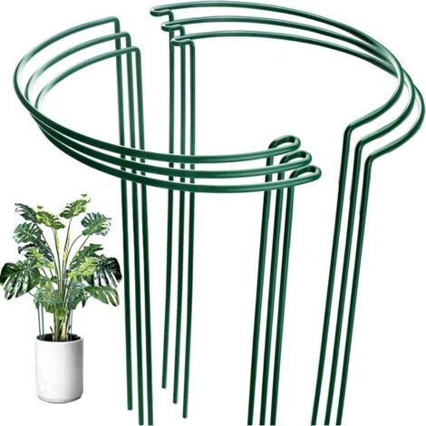 Set mit 6 grünen Metall-Pflanzenstützen für Tomaten, Rosen und Hortensien mit Etikett. (1/5)