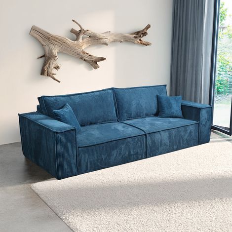 4-Sitzer Schlafsofa mit Bettkasten Isaac Cord Blau (1/5)