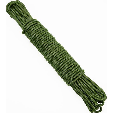 Paracorde 6mm Vert, 30M Corde en Nylon épaisseur pour Bateau Gonflable, Linge, d'auvent, pour Attacher Le Jardin, Projets d'artisanat, Camping en Plein Air (1/5)