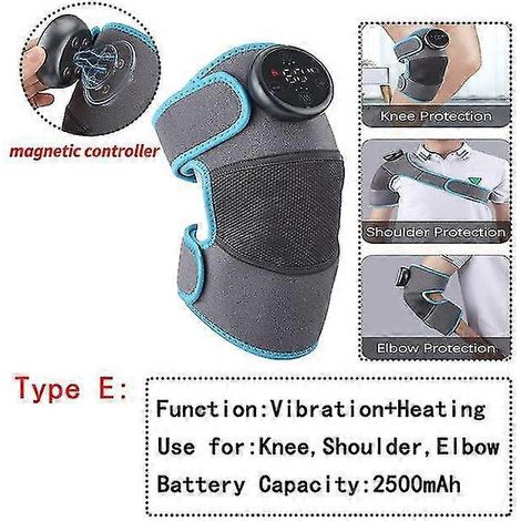 Elektrisches Wärmetherapie-Knie-Vibrationsmassagegerät für Beingelenk-Physiotherapie, Ellbogen-Wärmebandage zur Linderung von Arthritisschmerzen, Kniepolstermassage – Typ E-Magnetisch (1/5)