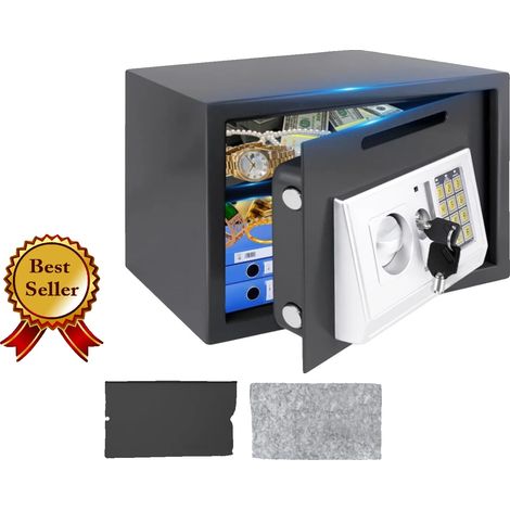 Caja fuerte digital, cerradura electrónica, gran capacidad de almacenamiento, 16 L (35 x 25 x 25 cm) Negra (1/5)