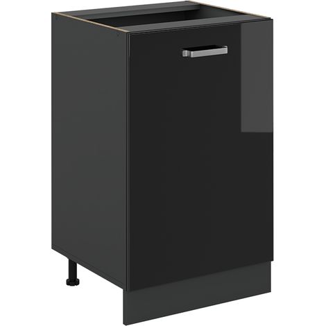Küchenunterschrank R-Line, Schwarz Hochglanz/Anthrazit, 50 cm ohne Arbeitsplatte, Vicco (1/5)