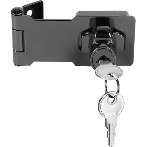 Serratura da 3 pollici, serratura per armadietto, copia chiave e vite, serratura a scatto, serratura per cassetta postale, serratura per anta del cassetto, nera (1/5)