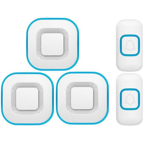 Sonnette sans fil intelligente - 3 sonnettes, 2 boutons - Blanc - Design moderne pour la maison.