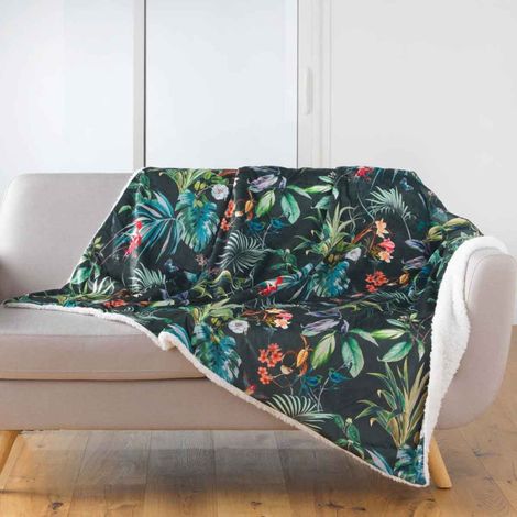 Plaid Velours Imprimé "Féerie" 125x150cm Vert (1/3)