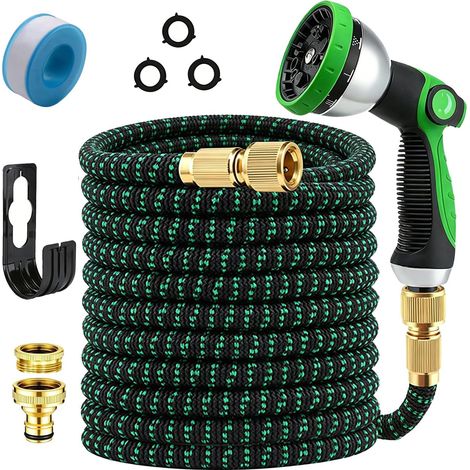 Tuyau arrosage extensible 15m/50 pieds, joints pour tuyaux d'arrosage, tuyaux d'arrosage extensibles Tuyau d’Eau 1/2'' et 3/4'' Raccords avec 10 buses multifonctions, stockage facile de (1/5)