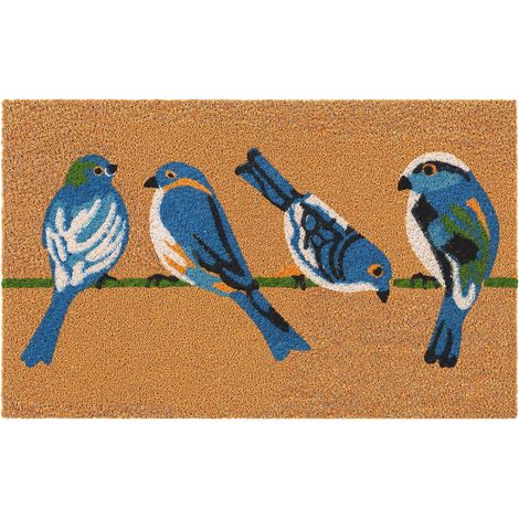 Relaxdays Fußmatte Kokos 60x40cm, Türvorleger Schwalben, rutschfest, wetterfest, Fußabstreifer innen & außen, mehrfarbig (1/5)