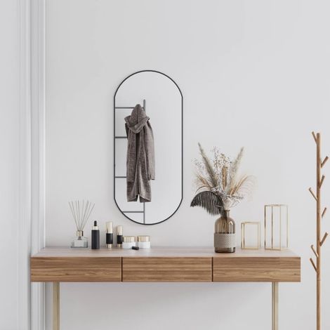 Miroir mural,Miroir Entrée Maison Salle de Bain,Miroir Décoratif Noir 90x40 cm Ovale CVW90613 (1/5)