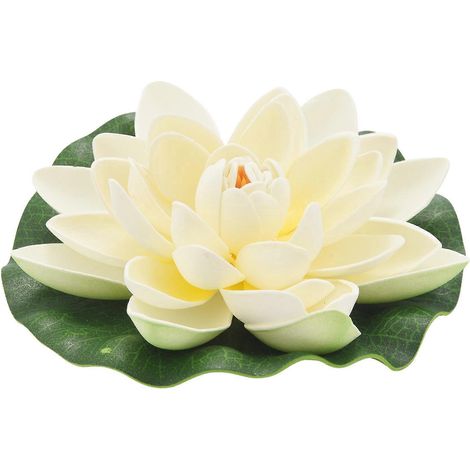 Lot de 6 fleurs de lotus artificielles en mousse, blanches, parfaites pour la terrasse. (1/5)