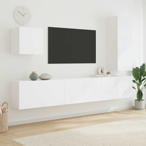 vidaXL 5 Piece TV Wall Units White Engineered Wood (1/5)