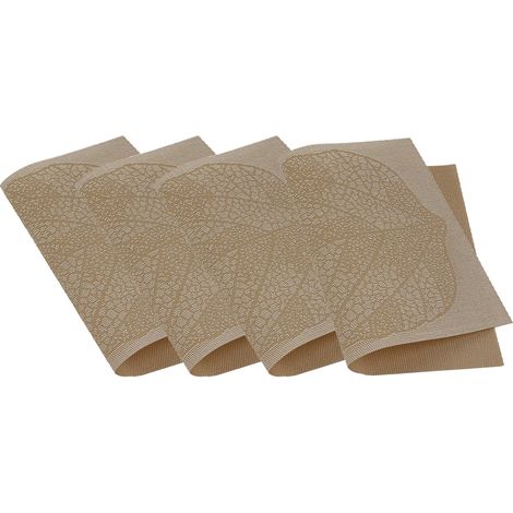 Set de table tressé Printemps or, Napperon pour salle à manger, Tapis de table à manger, rectangulaire, 4 pièce, 45 x 30cm, 59098 (1/4)