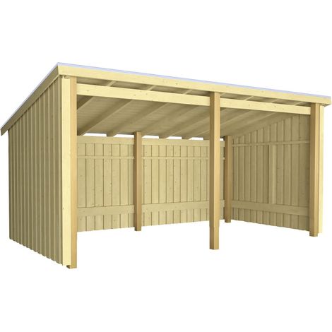 Plus Gartenhaus Nordic Multi 416 x 208 cm natur offen mit Dachpappe (1/2)
