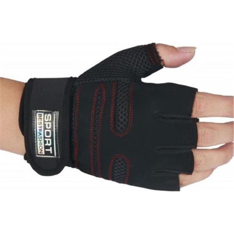 Gants de musculation - Gym - Fitness Bracelet Poignée - Super Fiber - Noir et rouge (1/4)