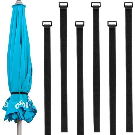 Sangles réutilisables pour parasol de terrasse, sangles réglables pour pare-soleil, accessoires multifonctionnels pour parasol de terrasse, lot de 6