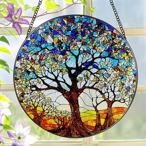 Attrape-soleil vitrail 25 cm – Déco intérieure pour fenêtre, mur ou porte, idée cadeau Noël (1/4)