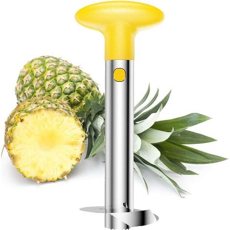 Decoupe Ananas, Tranche Ananas Couteau d'ananas en Acier Inoxydable, Corer pour la Maison et la Cuisine, Jaune