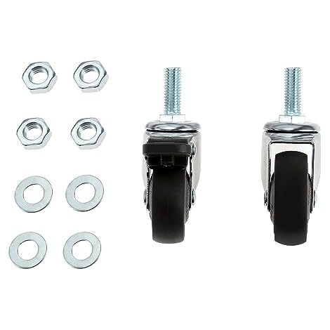 Lot de 4 Roulettes pour meubles - Ø50mm avec M10x25 Tige - dont 2 avec Frein - Charge lourde - 40 kg - 4 Roulettes pivotantes - Roulettes en Caoutchouc silencieuses sans traces (1/5)