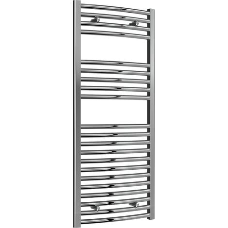 Reina Diva Curved Chrome Electric Towel Rail 1200mm High x 500mm Wide (+ Chrome Mini Round Element) (1/5)