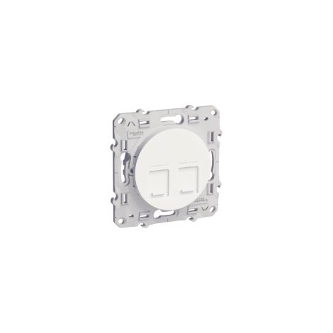 Schneider Electric – Prise double RJ45 complète S520485 – Catégorie 6 UTP – À vis – Blanc – Pour installations réseau professionnelles