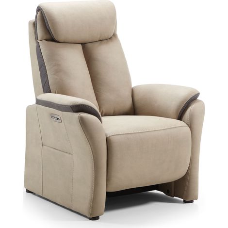 Fauteuil de relaxation électrique en newnobuck beige - GLITZ