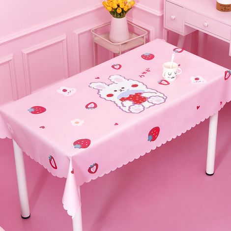 Nappe Imperméable Polyester Motif Lapin Rose 40-60cm Housse Table Basse Antitache Isolante Dormitoire (1/5)