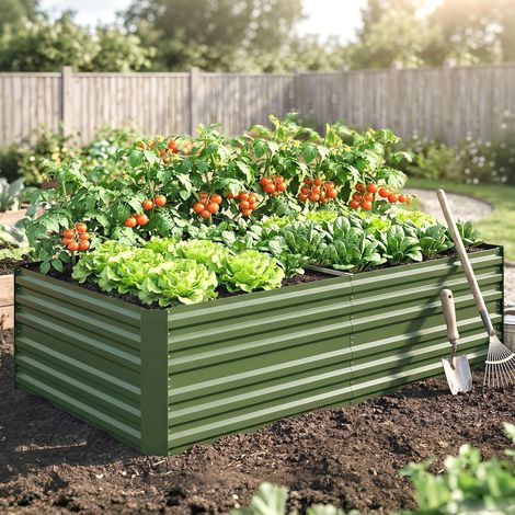 Potager surélevé rectangulaire renforcé par des tubes en acier galvanisé, 180 x 90 x 59 cm (1/5)