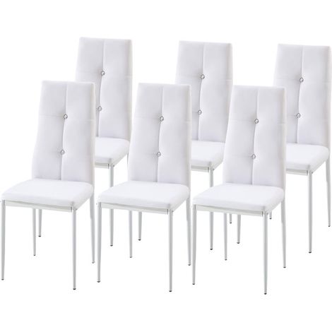 Hobag – Lot de 6 chaises de salle à manger – Structure en PU – Hauteur d'assise 46,6 cm – Dimensions L48 x W40 x H99 cm – Coloris blanc