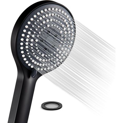 Pommeau de Douche,Douchette,Avec 6 modes de massage pulvérisation,Pommeau de Douche économie d'eau,Tête de Douche,Poire de Douche,Grande xxl(Φ130mm),Noir Mat (1/5)