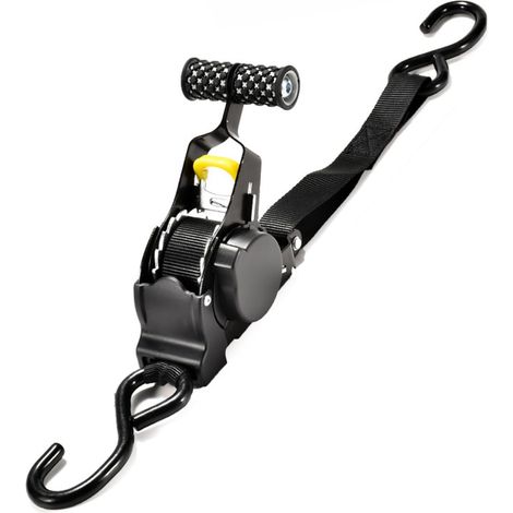 Correas de amarre retráctiles con trinquete [Paquete de 2] - Correas de trinquete de alta resistencia de 1" x 10 pies con una resistencia a la rotura de 1600 lb y ganchos en S para camiones, motocicle