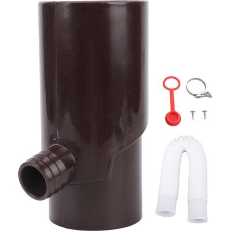 Plastic rainwater harvesting system, 8 cm round spout for irrigation and aquariums, brown (1/5)