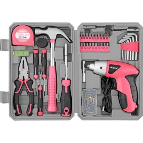 Perceuse Visseuse Sans Fil 3.6V USB – Kit d’Outils Maison 42 Pièces Rose, Tournevis Électrique Rechargeable avec Coffret Compact boîte à outils compacte (1/4)