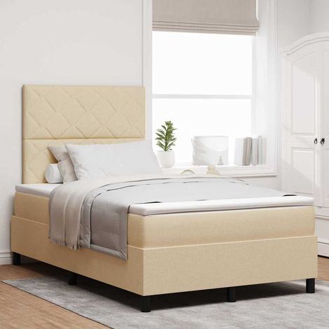 Boxspringbett mit Matratze Creme 120 x 190 cm Stoff