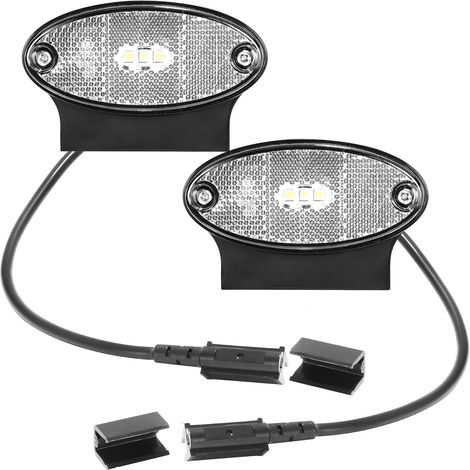 2x Feux de Position Avant Blancs de Remorque LED 12/24V Étanchéité Latérales Feux de Gabarit avec Réflecteur Feux Arrière Lampes pour Camion Voiture Bus Bateaux (1/5)