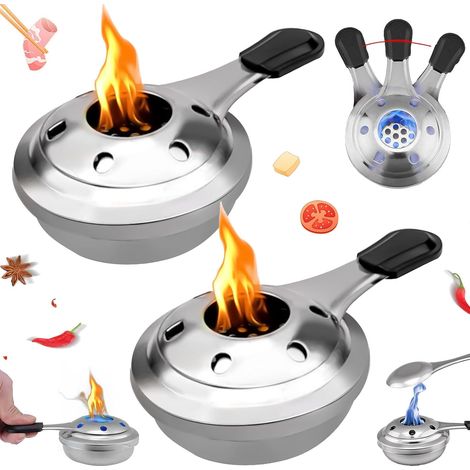 Brûleur À Fondue portable, Brûleur À Fondue En Acier Inoxydable, Réchaud à Alcool Portable, Brûleur À Alcool Mini, pour Le Camping en Plein Air (15.5 9.9 4.8cm) (1/5)