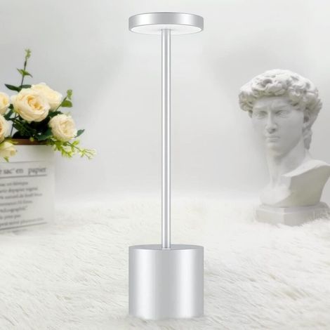 Desk lamp, rechargeable wireless table lamp, 3600mAh LED desk lamp with metal design and USB charging, 3 color modes, for bedside, outdoor use, patio, restaurant (1/5)