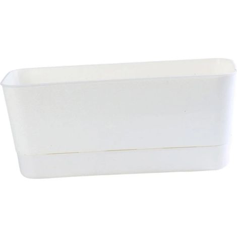 Jardinière soucoupe à poser, raccord d'arrosage automatique, blanc, en L (1/5)