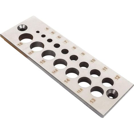 Plaque de cheville en acier - 16 trous - Pour le travail du bois - A2 - Avec trous de 4 à 16 mm (1/5)