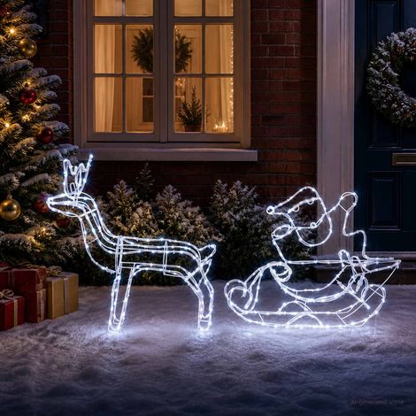 vidaXL Décoration de Noël avec renne et traîneau LOVIISA 320 LED (1/4)