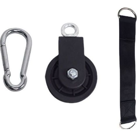 Poulie pour Cable, Poulie Musculation avec Sangle de Suspension et Mousqueton Poulie de Levage Pivotant à Poulie Simple (1/5)