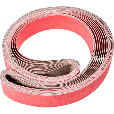 PFERD TOOLS Keramikkorn Schleifband BA 75x2500mm CO-COOL50 für Edelstahl-Schliff mit Bandschleifer 10 Stk (1/4)