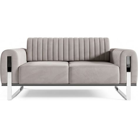 Selsey Parissa - Schlafsofa, Samt Hellgrau verchromte Füße, 164 cm (1/5)