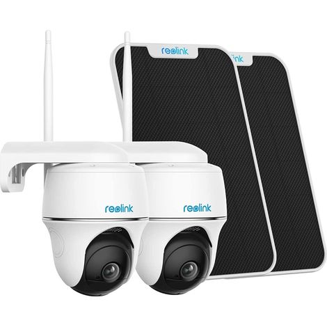 Reolink 2K 4MP PTZ Überwachungskamera Solar Akku Aussen mit Personen-/Fahrzeugerkennung, 2,4/5GHz WLAN, 355°/140° Schwenkbar, 2-Wege-Audio, Argus PT Pro+Solarpanel, Weiß, 2 Pack