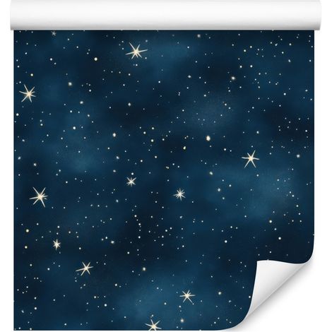 Papier peint bleu marine et turquoise, motif galaxie aquarelle, formes douces, 50 x 1000 cm (1/5)